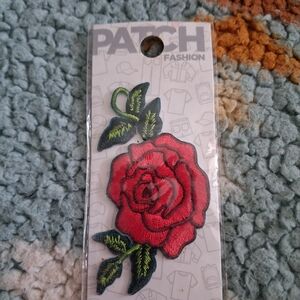 Red Rose Embroidered Patch